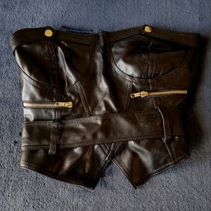 Crop Faux Leather Corset Top